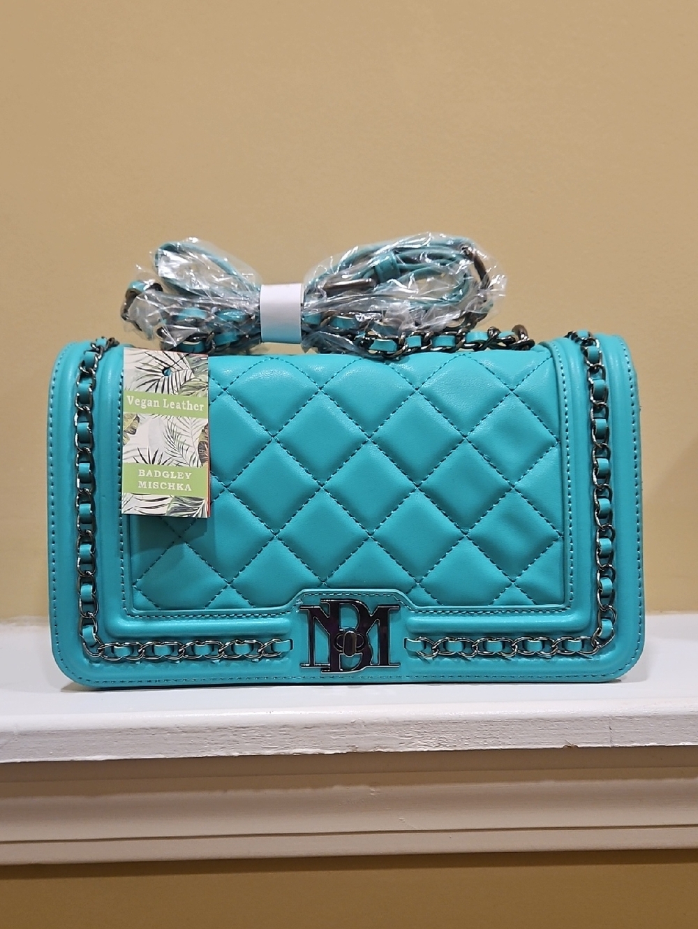 Badgley Mischka Teal Green Quilted Crossbody Bag - NWT - Picture 2 of 3
